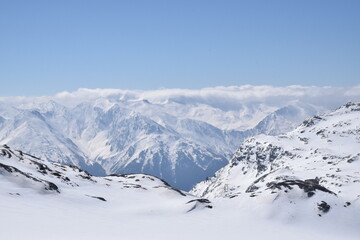 Fototapeta na wymiar Cime Caron Snow Mountain Top Val Thorens France zoom x1