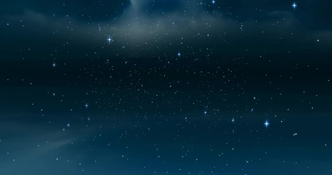 Animation of shining stars over night sky