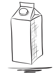 Hand drawn package milk or juice. Illustration
