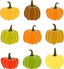 Hand drawn  pumpkins on white background.vector illustration.
