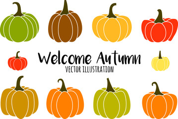 Hand drawn  pumpkins on white background.vector illustration.