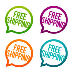 Free Shipping round Buttons on white background.