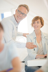 Fototapeta premium Portrait of talking office workers