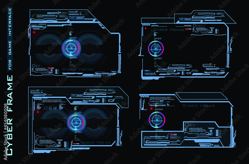 Poster cyber frame for game interface. modern futuristic hud user interface. hud high tech screen digital h