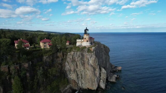 Split Rock Lighthouse in Two Harbors, Minnesota - Aerial Drone Footage