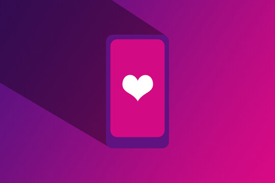 Smartphone Illustration Minimalist Graphic for Ecommerce and Social Media Technology. Purple/Pink