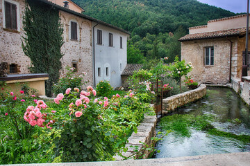 Rasiglia small village in Perugia, Umbria - 454083623