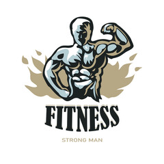 Fototapeta Sporty and athletic man. Muscular body. Vector sport illustration on white background. obraz