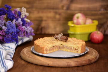 Delicious homemade shortbread apple pie. Homemade baking