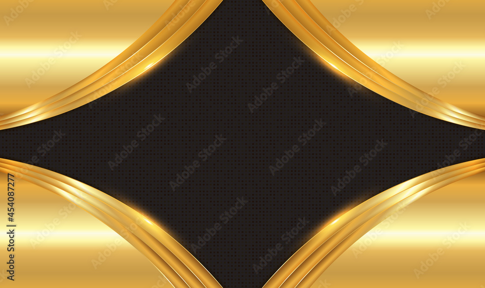 Poster luxury gold background with metal texture and expensive shades in 3d abstract style. overlap layers 