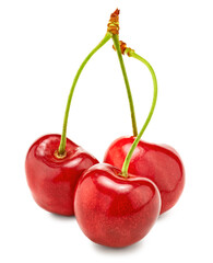 red cherry fruit isolated on white background. clipping path