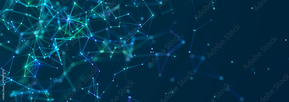 Poster polygonal background with dots and lines. network connection structure. science and technology. 3d