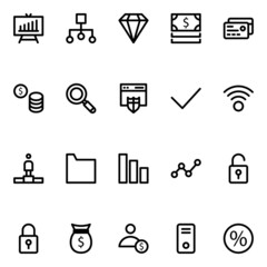 Outline icons for banking & finance.