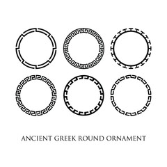 Set of Ancient Greek Round Pattern Ornament Frame Design