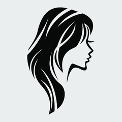 illustration vector of women silhouette icon, women face logo on white background