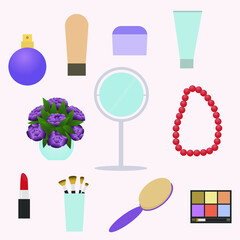 set of female accessories on a light background
	
