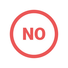 Red No Button Outline on White Background