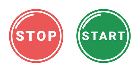 Start And Stop Button on White Background 