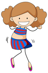 Happy girl enjoy dancing doodle cartoon character