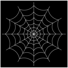 Spider web on a dark background. Vector illustration.