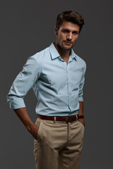 Portrait of young confident european business man