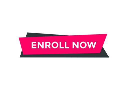 enroll now text sign icon. rectangle shape white color text. web button template