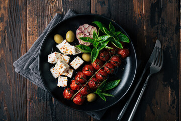 feta cheese and baked cherry tomatoes
