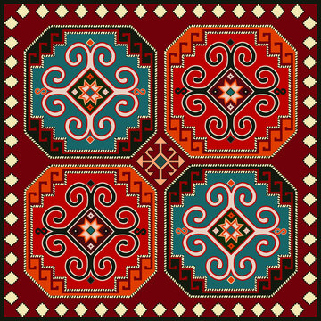 Persian carpet original design, tribal vector texture. Easy to edit and change a few colors by swatch window. 