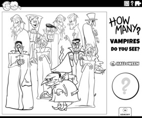 counting cartoon vampires game coloring book page