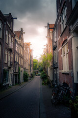 Typical street in Amsterdam, Netherlands