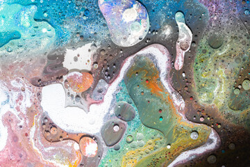Fototapeta premium Blue Acrylic Pour Color Liquid marble abstract surfaces Design.