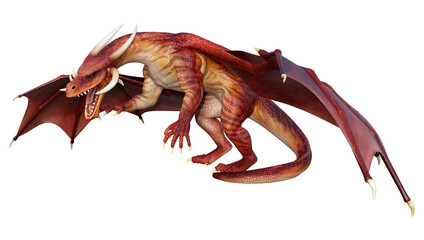 3D Rendering Fairy Tale Dragon on White
