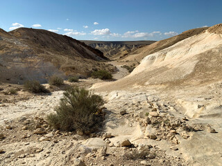 Wadi Hawarim - a dry bed among the mountains in the Negev desert