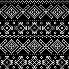 Slovak tribal style folk art vector seamless geometric pattern, ethnic ornament inspired by traditional painted houses from village Cicmany in Zilina region, Slovakia
