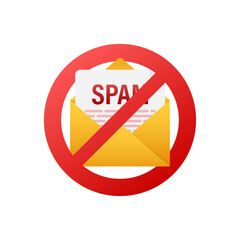 No spam icon. Email envelope icon symbol vector illustration. Message icon. - obrazy, fototapety, plakaty