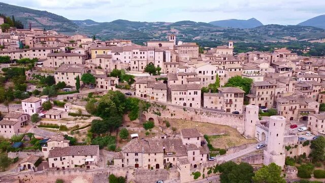 Aerial view of the small town of Spello in Umbria