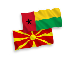 Fototapeta premium Flags of Republic of Guinea Bissau and North Macedonia on a white background