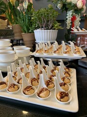 luxury buffet party dining catering with decoration in asian fusion halal dessert menu at beautiful hotel restaurant vip ballroom lounge