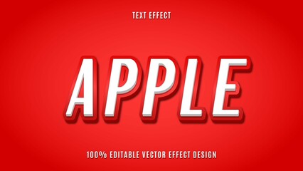 Modern 3d White Red Apple Fully Editable Text Effect Design Template