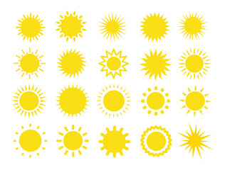 Sun shine ray set. Sunshine sign collection.
