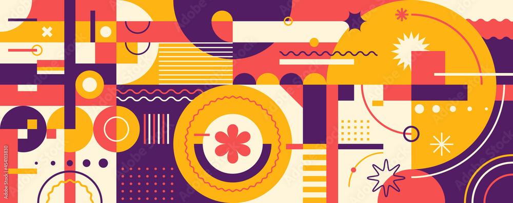 Poster abstract geometric pattern design in retro style. vector illustration.