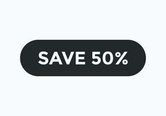 save 50% text sign icon. roundede shape template