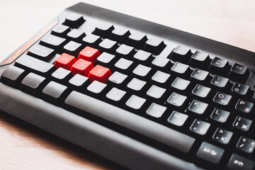 professional gamer keyboard for personal desktop computer - excitement and competition digital...
