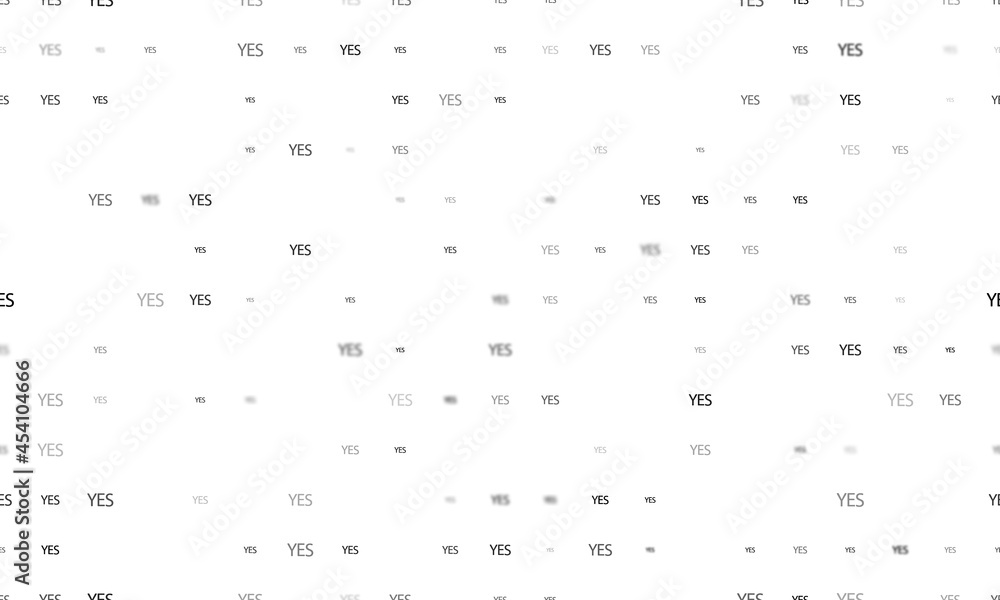 Poster seamless background pattern of evenly spaced black yes symbols of different sizes and opacity. vecto