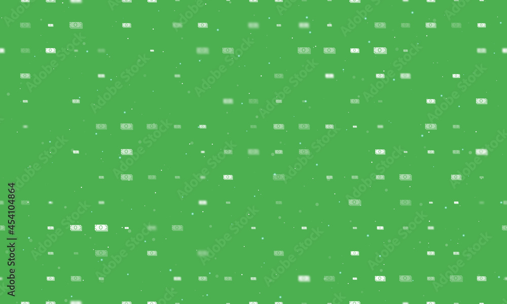 Poster seamless background pattern of evenly spaced white money bundle symbols of different sizes and opaci