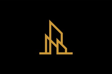Architectural logo design vector. Real estate line logo design. Outline home abstract illustration symbol.