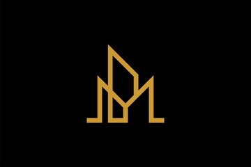 Architectural logo design vector. Real estate line logo design. Outline home abstract illustration symbol.