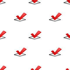 Checkmark. Red approved pattern on white background. Vector stock illustration.