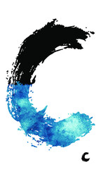 Watercolor alphabet, blue ocean, wector file, for greeting card, poster, framed wall picture, caligraphy vector font for printing