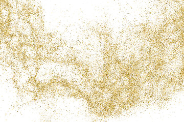 Gold Glitter Texture Isolated On White. Goldish Color Sequins. Celebratory Background. Golden Explosion Of Confetti. Vector Illustration, Eps 10.
